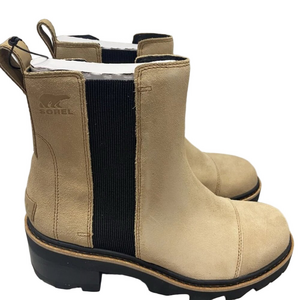 NEW SOREL Women’s Joan Now Chelsea Boots Canoe/Black Size 10 Waterproof Leather